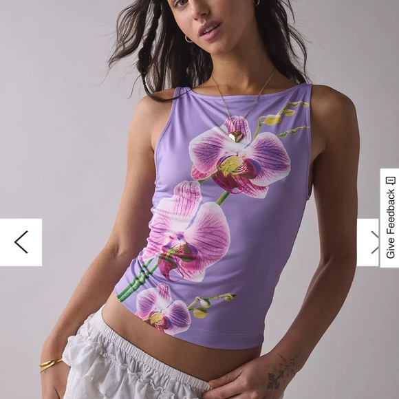NWT Urban Outfitters Purple Orchid Graphic Boatneck Tank Top - Picture 3 of 8